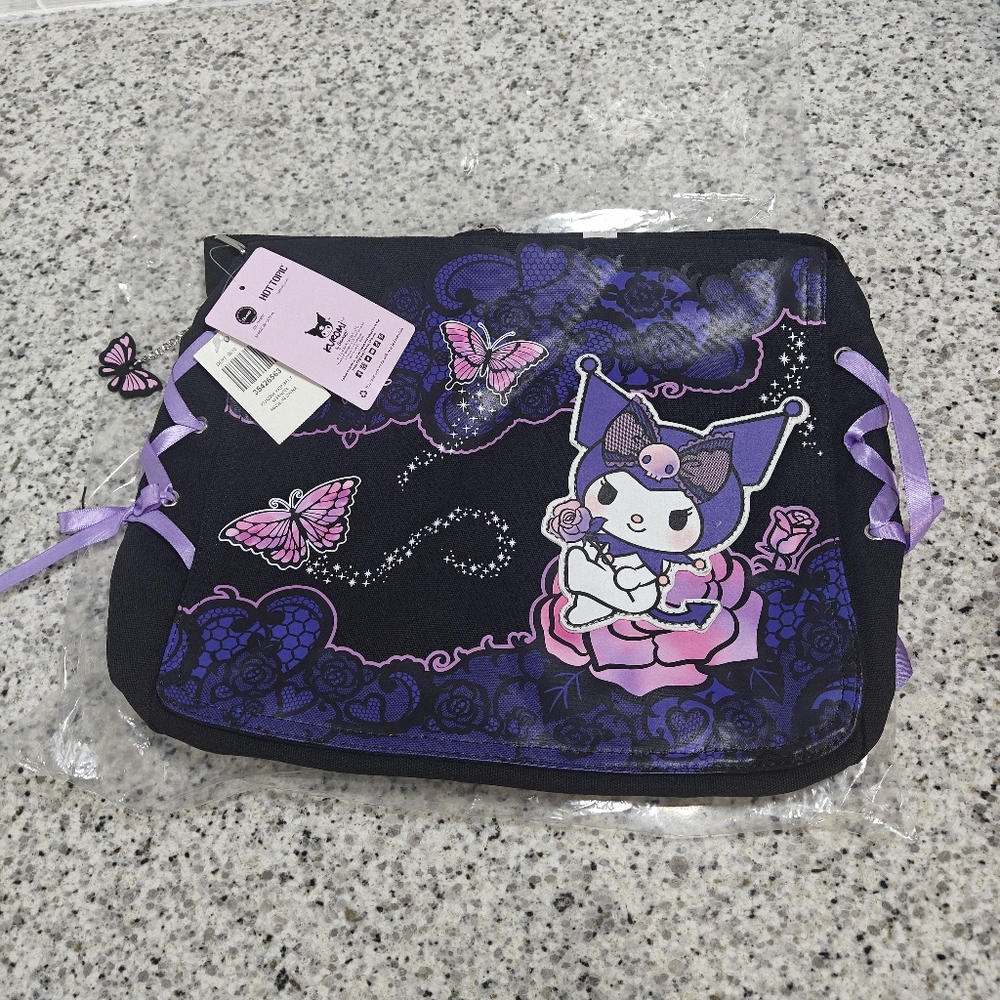 Kuromi Purple Butterfly Garden Ribbon Messenger Bag